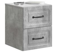 vidaXL Mobiletto da notte a muro con cassetto 2 pcs Grigio Cemento, Comodino moderno, tavolo rettangolare per camera da letto, stile minimalista, ottimo per spazi ridotti, decorazione casa