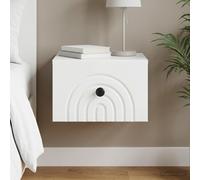 vidaXL Mobiletto da notte a muro con cassetto Bianco 33 x 34,5 x 20 cm, Mobile Vintage per Soggiorno, Design Rettangolare, Tanto Spazio, Soluzioni Eleganti per Organizzazione Smart