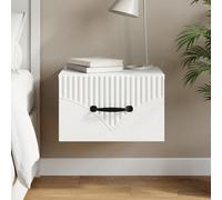 vidaXL Mobiletto da notte a muro con cassetto Bianco 34,5 x 33 x 20 cm, Mobile da Letto, Notte Moderno, Tavolino Compatto, Spazio Ampio, Organizer, Supporto Funzionale