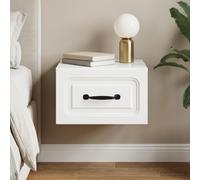 vidaXL Mobiletto da notte a muro con cassetto Bianco 34,5 x 33 x 20 cm, Comodino elegante, tavolino compatto, arredo moderno, storage funzionale, tocco minimalista per la camera
