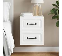 vidaXL Mobiletto da notte a muro con cassetto Bianco 34,5 x 33 x 40 cm, Comodino moderno, tavolo rettangolare per camera da letto, stile minimalista, ottimo per spazi ridotti, decorazione casa