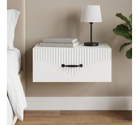 vidaXL Mobiletto da notte a muro con cassetto Bianco 49 x 34,5 x 20 cm, Comodino Spazioso, Tavolino Rettangolare, Stand Compatto, Mobile Funzionale, Decor Minimalista per Casa