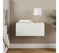 vidaXL Mobiletto da notte a muro con cassetto Bianco 49 x 34,5 x 20 cm, Mobile da appendere per soggiorno, stile vintage, salvaspazio, per un'organizzazione chic in casa