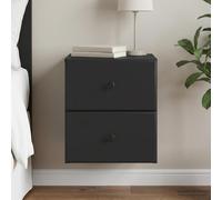 vidaXL Mobiletto da notte a muro con cassetto Nero 34,5 x 33 x 40 cm