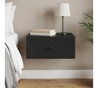 vidaXL Mobiletto da notte a muro con cassetto Nero 49 x 34,5 x 20 cm