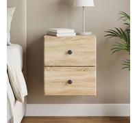 vidaXL Mobiletto da notte a muro Rovere Sonoma 34,5 x 33 x 40 cm