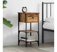 vidaXL Mobiletto da Notte con cassetto Legno vecchio 34 x 36 x 70 cm