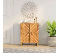 vidaXL Mobiletto Marrone e Nero 60x33,5x75 cm Legno Massello di Mango