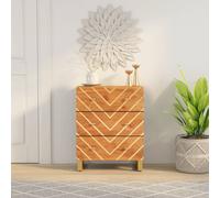 vidaXL Mobiletto Marrone e Nero 60x33,5x75 cm Legno Massello di Mango