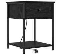 vidaXL Mobiletto Notte in Legno Ingenerizzato Nero Rovere, 42 x 41 x 56 cm, con Porta USB, Cassetto e Ripiani. Moderno e Robusto, Ideale Come Comodino per la Camera da Letto. Facile da Montare, Rich