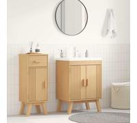 vidaXL Mobiletto per lavabo con porta Olden Marrone 114 x 43 x 73.5 cm