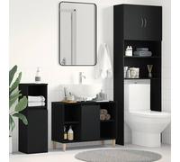 vidaXL Mobiletto per Lavabo Rovere Nero 80x33x60 cm in Legno Massello