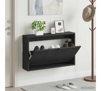 vidaXL Mobiletto per Scarpe da Muro DELFT 71 x 17 x 43 cm Nero