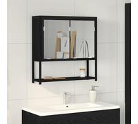 vidaXL Armadietto da Bagno con Specchio Rovere Nero 60 x 16 x 60 cm, Armadi da Bagno, specchi da Parete rustici, mobili salvaspazio, soluzioni indispensabili