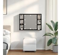 vidaXL Mobiletto per specchio con specchio Rovere nero 76 x 15 x 55 cm