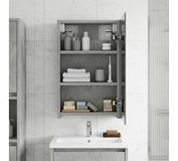 vidaXL Armadietto a specchio da bagno grigio cemento 30 x 10,5 x 50 cm, soluzioni di archiviazione per bagno, mensole rettangolari moderne, organizer, armadi e accessori eleganti per il tuo spazio