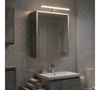 vidaXL Mobiletto per specchio da bagno con lo scaffale Grigio cemento, Mobile da bagno moderno, armadietto rettangolare, organizer da parete, specchio doppio, mobiletto regolabile