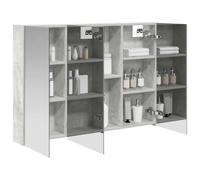 vidaXL Mobiletto per specchio da bagno con lo scaffale Grigio cemento, Contenitore da bagno, armadietto rettangolare, specchio da parete, vanity salvaspazio, ripiani regolabili