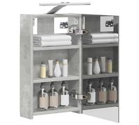 vidaXL Mobiletto per specchio da bagno con lo scaffale Grigio cemento, Mobile specchio moderno, ripostiglio a muro rettangolare, arredo bagno contemporaneo, mensole funzionali