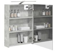 vidaXL Mobiletto per specchio da bagno con lo scaffale Grigio cemento, Mobile specchio moderno, ripostiglio a muro rettangolare, arredo bagno contemporaneo, mensole funzionali