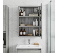 vidaXL Armadietto da bagno con specchio Sonoma grigio, 40 x 10,5 x 60,5 cm, soluzioni di archiviazione per il bagno, mensole rettangolari moderne, organizer, armadi e accessori eleganti per il tuo