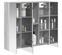 vidaXL Armadietto da bagno a specchio grigio Sonoma 73,5 x 15,5 x 70 cm, rettangolare, design moderno, con soluzioni ottimizzate per piccoli spazi, organizzazione elegante e funzionale