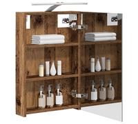 vidaXL Mobiletto per specchio da bagno con lo scaffale Legno vecchio, Mobile specchio moderno, ripostiglio a muro rettangolare, arredo bagno contemporaneo, mensole funzionali