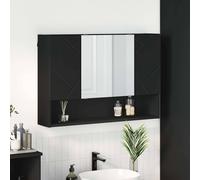 vidaXL Mobiletto per specchio da bagno con porta Nero 80 x 17 x 55 cm