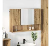 vidaXL Mobiletto per specchio da bagno con porta rovere artigianale