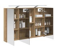 vidaXL Mobiletto per specchio da bagno con porta Rovere Artigianale, Contenitore da bagno, armadietto rettangolare, specchio da parete, vanity salvaspazio, ripiani regolabili