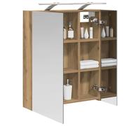 vidaXL Mobiletto per specchio da bagno con porta Rovere Artigianale, Mobile per bagno, specchio a muro, armadietto moderno, mensole regolabili, design pratico