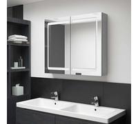 vidaXL Armadietto Bagno con Specchio e LED Grigio Cemento 80x12x68 cm