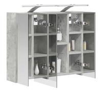 vidaXL Mobiletto per specchio da bagno Grigio cemento, Contenitore da bagno, armadietto rettangolare, specchio da parete, vanity salvaspazio, ripiani regolabili