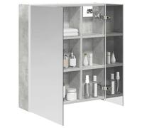 vidaXL Mobiletto per specchio da bagno Grigio cemento, Mobile da bagno elegante, specchio a parete, unità riflettente, vanita moderna, illuminazione regolabile