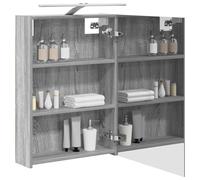vidaXL Mobiletto per specchio da bagno Grigio Sonoma 50 x 14,5 x 70 cm, Mobile specchio moderno, ripostiglio a muro rettangolare, arredo bagno contemporaneo, mensole funzionali