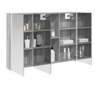 vidaXL Mobiletto per specchio da bagno Grigio Sonoma, Mobile da bagno elegante, specchio a parete, unità riflettente, vanita moderna, illuminazione regolabile