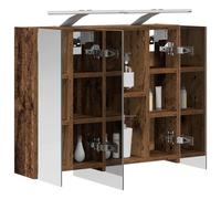 vidaXL Mobiletto per specchio da bagno Legno vecchio 60 x 14,5 x 50 cm, Contenitore da bagno, armadietto rettangolare, specchio da parete, vanity salvaspazio, ripiani regolabili