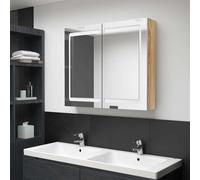 vidaXL Armadietto Bagno con Specchio e LED Rovere 80x12x68 cm