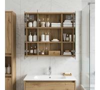 vidaXL Armadietto da bagno a specchio in rovere artigianale 63,5 x 16 x 62,5 cm, rettangolare, design moderno, soluzioni di archiviazione per eleganza ed efficienza, organizza il tuo spazio con stile