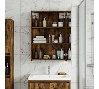 vidaXL Mobiletto per specchio da bagno Rovere fumé 50 x 14,5 x 70 cm