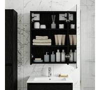vidaXL Armadietto da bagno a specchio con ripiano in rovere nero, 43 x 16 x 62,5 cm, rettangolare, design moderno, soluzioni di archiviazione per eleganza ed efficienza, organizza il tuo spazio con