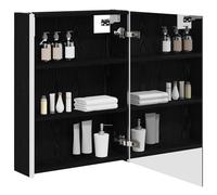 vidaXL Armadietto da bagno con specchio in rovere nero, 53,5 x 15,5 x 70 cm, rettangolare, design moderno con soluzioni ottimizzate per piccoli spazi, organizzazione elegante e funzionale