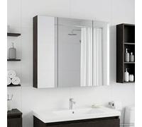 vidaXL Mobiletto per specchio da bagno Rovere Nero 80 x 14.5 x 70 cm