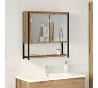 vidaXL Mobiletto per Specchio Rovere Artigianale 60 x 16 x 60 cm, Mobile da Bagno, armadietto Elegante a Parete, Cornice Rettangolare, unità in Legno, Idee salvaspazio