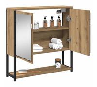 vidaXL Mobiletto per Specchio Rovere Artigianale 60 x 16 x 60 cm, Mobile da Bagno, armadietto Elegante a Parete, Cornice Rettangolare, unità in Legno, Idee salvaspazio
