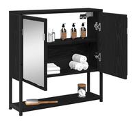 vidaXL Mobiletto per specchio Rovere Nero 60 x 16 x 60 cm | Look liscio e lucido che aggiunge stile, Tanta stanza per le tue cose, Legno solido e metallo rendono il mobile resistente