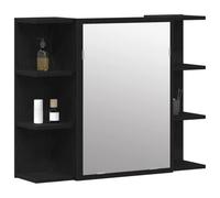 vidaXL Mobiletto per Specchio Rovere Nero 80 x 20,5 x 64 cm, Ripostiglio Bagno Moderno, Mobile Murale Rettangolare, Specchio Vanità, Design Salvaspazio, Stile Contemporaneo