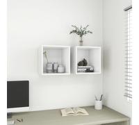 vidaXL Mobili a Muro 2pz Bianchi 37x37x37 cm in Legno Multistrato