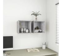 vidaXL Mobili a Muro 2pz Grigio Cemento 37x37x37 cm Legno Multistrato