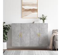 vidaXL Mobili a Parete 2 pz Grigio Cemento 69,5x34x90 cm